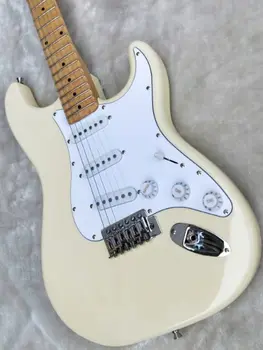 Augstākās kvalitātes FPST-1021 Krējuma baltā krāsa, ciets ķermenis balts pickguard kļavu fretboard elektriskā ģitāra, Bezmaksas piegāde