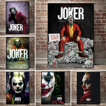 Filma Joker Audekla Plakāta Komiksi Eļļas Glezna uz Audekla Cuadros Plakāti un Izdrukas Sienas Mākslas Aina Dzīvojamā Istaba