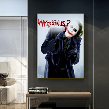 Filma Joker Audekla Plakāta Komiksi Eļļas Glezna uz Audekla Cuadros Plakāti un Izdrukas Sienas Mākslas Aina Dzīvojamā Istaba