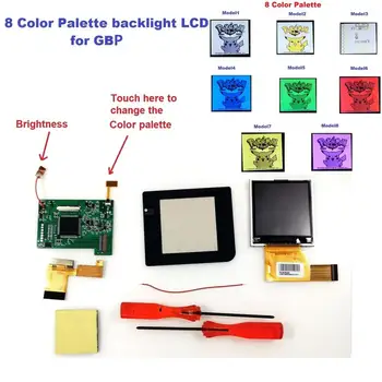 8 Krāsu Paleti Back Light LCD GBP LCD Augsta Gaismas Komplekti GameBoy Kabatas Konsoli-nav nepieciešams, lai veiktu kādu lodēšanas