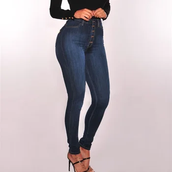 Sievietes Augstu Vidukļa Džinsa Džinsi Skinny Zīmuli Bikses Dāmas Gadījuma Jean