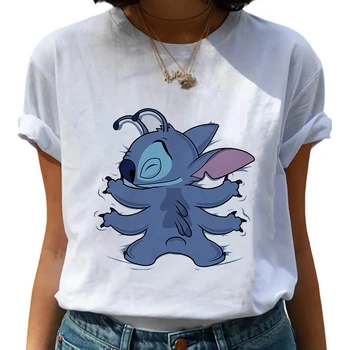 Disney Lilo & Stitch Sieviešu T-krekls Modes Eiropā un Amerikā Pop Streetwear Topi Baltā Lielgabarīta Apģērbu, Augstas Zīmola Tee krekls