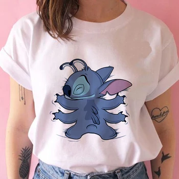 Disney Lilo & Stitch Sieviešu T-krekls Modes Eiropā un Amerikā Pop Streetwear Topi Baltā Lielgabarīta Apģērbu, Augstas Zīmola Tee krekls