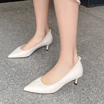 MORAZORA 2020. gadam, Liela izmēra 33-42 modes biroja kleitu, kurpes, īstas ādas kurpes ar augstiem papēžiem norādīja toe sekli sieviešu sūkņi
