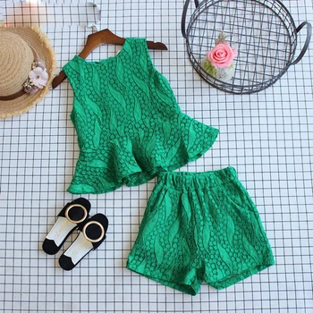 Meitenes Apģērbu Komplekts Baby Meiteņu Drēbes, Vasarā Jaunu Svītru Dizains Topi+Elsas 2gab Bērnu drēbītes, Bērnu Apģērbu modes