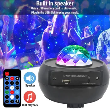 Zvaigžņu Nakts Gaismas Projektors Sky Projektoru Bluetooth LED Balss Kontroles Tālvadības Okeāna Projektoru Gaismas Lāzera Gaismas Mūziku