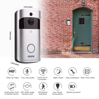 EKEN V5 Smart WiFi Video Durvju Kameru Vizuālā Domofons ar Zvaniņu Nakts redzamības IP Durvju Zvans Bezvadu Mājas Drošības Kameras