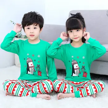 2019 Ziemassvētku Pidžamu Ziemas Kokvilnas Pidžamas Meitenēm Zēniem Karikatūra Naktsveļu 2gab Bērnu Pidžamas Komplekti Bērnu Meitene Drēbes Uzvalku