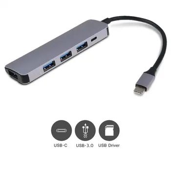 Smart Ierīces Patērētāju C Tipa USB 3.1. līdz 4 Port Hi-Speed USB 3.0 Muti Hub Adapteris priekš Macbook Izturīgs