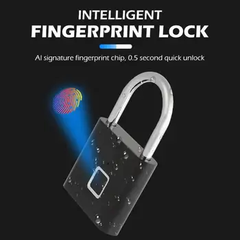 USB Lādējamu Drošības Keyless Durvju slēdzenes Smart pirkstu Nospiedumu piekaramo atslēgu, Ātri Atslēgt Cinka Sakausējuma Metāla pirkstu Nospiedumu Slēdzenes