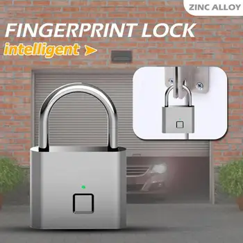 USB Lādējamu Drošības Keyless Durvju slēdzenes Smart pirkstu Nospiedumu piekaramo atslēgu, Ātri Atslēgt Cinka Sakausējuma Metāla pirkstu Nospiedumu Slēdzenes
