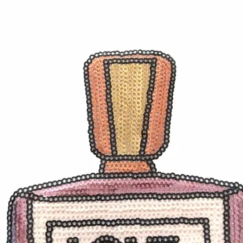 2 Gabali Rozā Smaržu Pudeles Plāksteri 18*10.7 cm Dzelzi uz Sequin Plāksteris Drēbes DIY Motīvs Appliques Auduma Ielāpu Šūšanas Raibs