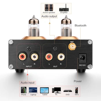 AIYIMA Bluetooth 5.0 Hifi 6J5 Caurules Preamp Pastiprinātājs NE5532 Preamplifier Amplificador Signālu Valdes Trīskāršot, Bass Skaļuma Regulēšana