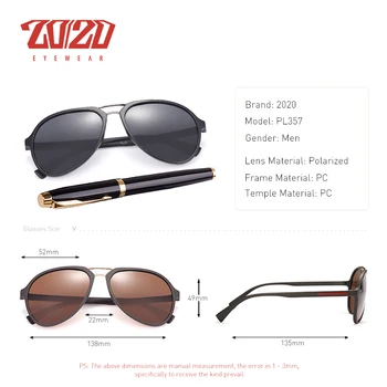 20/20 Zīmola Dizaina Izmēģinājuma Saulesbrilles Vīriešiem Polarizētās Braukšanas Brilles UV400 Unikālo Ovāls Rāmis Briļļu Gafas De Sol PL357