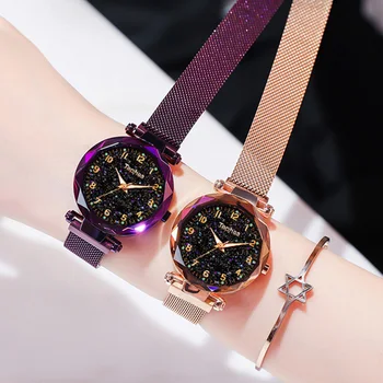Magnētiskā Zvaigžņotām Debesīm Sieviešu Rokas pulksteni 2019 Dāmām Top Zīmola Luksusa Skatīties Rose Gold relogio feminino Sieviešu Pulkstenis reloj mujer