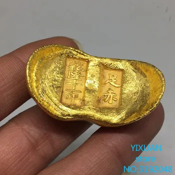 Zelta stieņi, zelta Yuanbao, senas monētas, vecā objekti, precision casting, desmit gadu Qianlong fontu, izlases piegādes