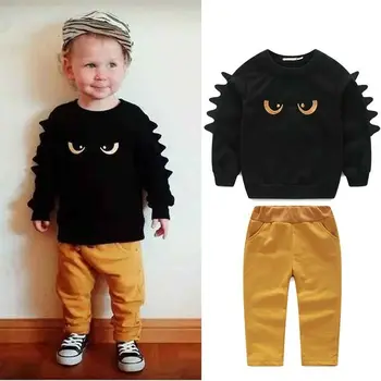 Pudcoco Zēns Uzstādīt 12M-ź5 y 2pc Monster Puika Toddler Apģērbs ar garām Piedurknēm Džemperis Top+Bikses Apģērbu Komplekti