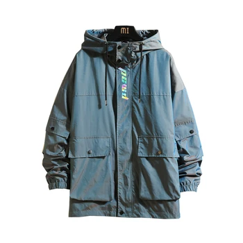 Atstarojošo krāsu gradientu jaka tīrtoņa krāsu zaudēt kapuci jaka fashion street hip-hop vīriešu jaka plus izmēra vīriešu jaka 5XL