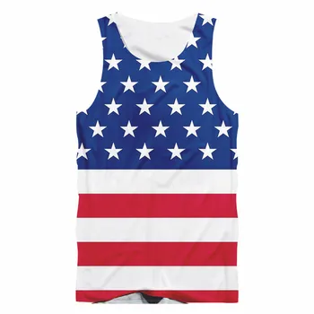 Modes Amerikāņu karogu Tvertnes Augšpusē Vasaras Vīriešu 3D Drukāšanas bez Piedurknēm, Vestes Hip hop Vīrieši Sievietes Ikdienas Streetwear Veste Mīļotājiem Tvertnes