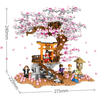 1167PCS Mazām Daļiņām, Celtniecības Bloki, Bērnu Izglītības Saliktas Rotaļlietas Sakura Street View Rotaļlietas Bērniem