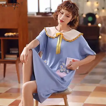 Sieviešu Nightgowns Modes Pavasara Vasaras Nightdress Cute Karikatūra Femme Homewear Plus Lieluma Pijamas Kokvilnas Pyjam korejiešu Stilā