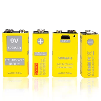 9v usb 500mah baterijas 9v 6f22 micro usb uzlādējams litija akumulatoru Multimetrs Mikrofonu, Tālvadības pulti massager ktv izmantot 9