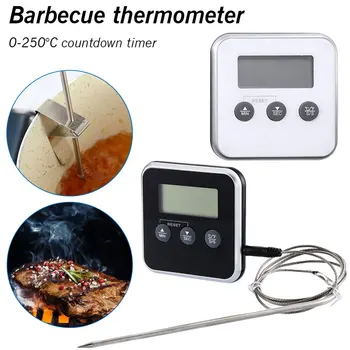 BBQ Termometrs Krāsns Termometri Ciparu LCD Bezvadu Pārtikas, Cooking, Grila Taimeris, Temperatūras Zondes Virtuve, ēdienu Gatavošanas Rīki