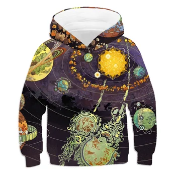 Bērniem kritums apģērbu 4-14 G. zēni un meitenes Piena Ceļš Kosmosa Galaxy Hoodies plānas Kapuci Poliestera 3d druka Apģērbu Hoody