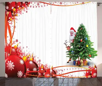 Santa Logu Aizkari Tēvs Ziemassvētku un Ziemeļbriežu Smaida Aiz muguras Svētku Priežu Koku Sarkanās Bumbiņas Karkasa Dzīvojamā Istaba Guļamistaba