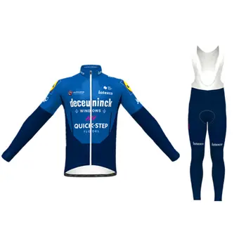 Ir 2021. Quick STEP Komandas Sacīkšu Čempions Apģērbu Pavasara/Rudens Vīriešu Zilā krāsā ar garām Piedurknēm Riteņbraukšana Jersey, Tērpi Go Pro Ciclismo Maillot