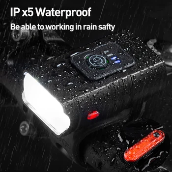 Velosipēds Velosipēdu Smart Gaismas Lukturu Akumulatoru, USB T6 LED Ūdensizturīgs Lādējams Stūres Kadru Lampas Lukturīti ar Augstu Spilgtumu