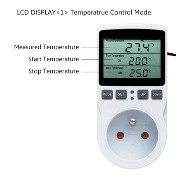 AC 110V~230 V Ciparu Termostats Temperatūras regulators Kontaktligzdu ar Taimeris Sensora Zondi Apkures, Dzesēšanas 16A