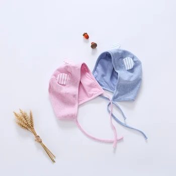 Bērnu cepure kids kokvilnas zīdaiņu apģērbu meitenes un zēnu cepure ar stīgu vadu pavasara rudens bērnu unisex cepure 0-12 mēneši gudrs ausis