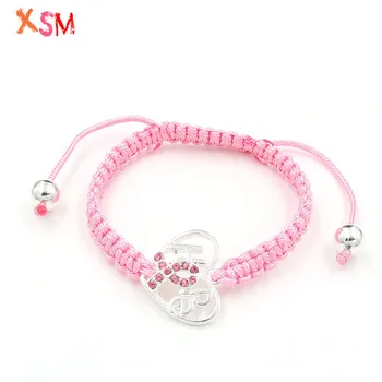 XSM Vairumtirdzniecības 10 Gab Sirds formas Kristāla Rhinestone Pink Ribbon ir Krūts Vēža Apzināšanās Modes Sievietes, Meitenes DIY Kokvilnas Aproces