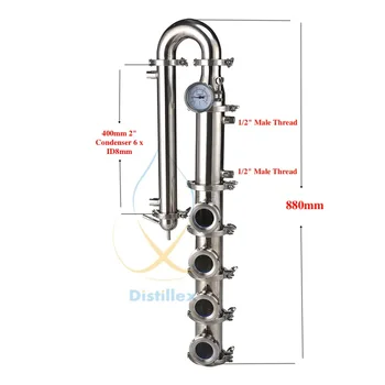 JAUNS 3 collu (OD91mm ) Vara burbulis plāksnes Destilācijas Kolonnu ar 4 iedaļu destilācijai Nerūsējošā Tērauda 304 sleja