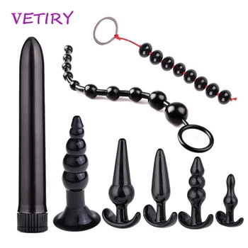 VETIRY 8 Gabali/Set Anālais Plug Kombinācija Anālais Vibrators ar Pērlītēm Butt Plug Klitora Stimulators Seksa Rotaļlietas Sievietēm Seksa Produkti