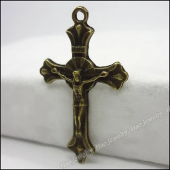 55 gab Vintage Šarmu Cross Kulons Antīkas bronzas Fit Aproces Kaklarota DIY Metāla Rotaslietu izgatavošana