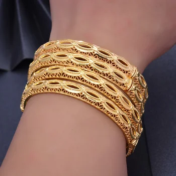 24K 4gab/daudz Dubajas Arābu Kuveita Zelta Krāsu Aproces sievietēm Meitene arābu tuvajos Austrumos līgava Āfrikas Bangels Aproce Jewelr