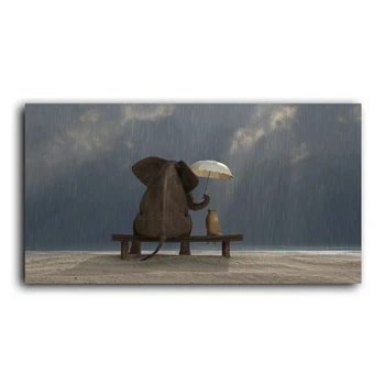 Dabas Ainavām Zilonis Dzīvnieku Režīmā Sienas Mākslas Audekls Gleznošanai Ziemeļvalstu Plakāti Un Izdrukas Sienas, Attēlus Dzīvojamā Istaba Dekori