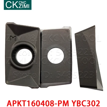 APKT APKT160408-PM YBC301 APKT160408-PM YBC302 Karbīda ieliktņiem, frēzēšanas Ievieto darbarīki CNC maināmas, pārvietojamas starplikas Metāla virpu instrumentu tērauda