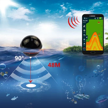 Erchang Portatīvo Sonar Fish Finder Lampas Bluetooth Bezvadu Sonar Iphone Zivju Lampas 36M/118ft Dziļums Echo Sounder Jūras Zvejas