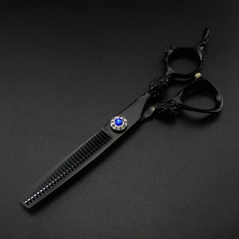 Pielāgot logo japānas tērauda ar 6 collu, black dragon frizētava šķēres piegriešanai frizētava matu Retināšanas friziera šķēres šķēres