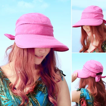 Saules Cepure Dāmas Ceļojumu Mices Cietā Pludmales Modes Korejiešu Stilā, Praktiskām Bowknot Salokāms Klp Pārgājienu Vasaras Āra
