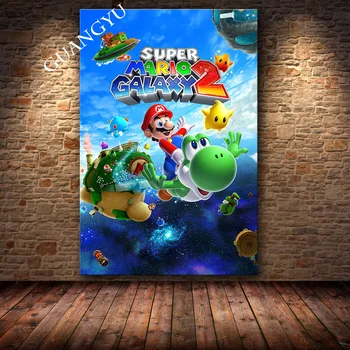 Super Mario Video Spēli Plakātu Mākslas Glezniecības Vintage Audekla Sienas, Mājas Dekoru HD Anime Mākslas Dekoru Multiplikācijas filmu plakāti, kanvas glezna