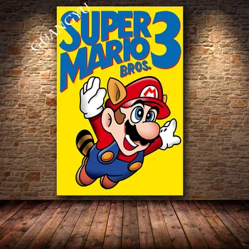 Super Mario Video Spēli Plakātu Mākslas Glezniecības Vintage Audekla Sienas, Mājas Dekoru HD Anime Mākslas Dekoru Multiplikācijas filmu plakāti, kanvas glezna