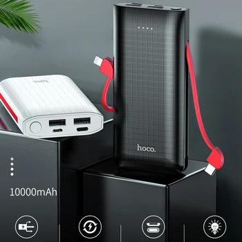 HOCO Power Bank 10000mAh Portatīvo Ātrās Uzlādes Kabelis USB Type C Powerbank iPhone 11 pro X Samsung Ārējo Akumulatoru Lādētājs