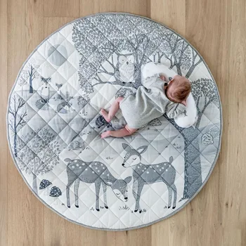 Radošā Meža Dzīvnieku Dizainu, Baby Spēlēt Mat Kārta Paklāju Kokvilnas Jaundzimušā Playmat Jaundzimušā bērna Lien sega Bērnu Istabas Dekors