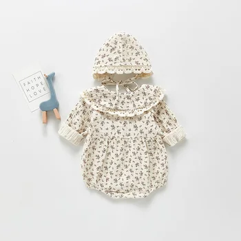 MILANCEL 2021. gada Pavasarī Baby Toddler Apģērbu Meitenēm Bodysuits Liela Apkakle Baby Girl Ziedu Uzvalks Zīdaiņu Viens Gabals