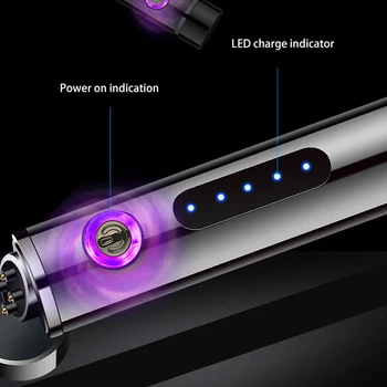 Kārta Radošais Metāla USB Vieglāks Pretvēja Dubultā Loka Plazmas Vieglāks Uzlādējams Turbo Lāpu, Elektriskās Šķiltavas, Nesmēķētāju vīriešu dāvanu