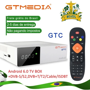GTMedia GTC Satelīta Uztvērējs, DVB-S2/T2/Kabeļa ISDBT Android 6.0 Digitālo Uztvērēju, smart Set Top Box Full HD 1080P Dekoderis, Brazīlija